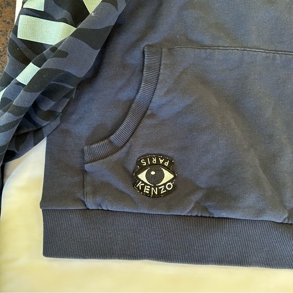 Kenzo Paris Vintage Navy Pullover Logo Hoodie Sweatshirt Embroidered Tigers XL - Picture 10 of 16